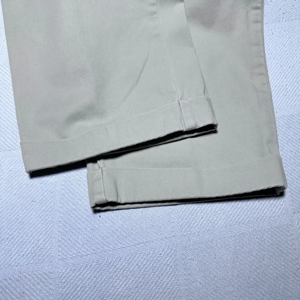 Polo Ralph Lauren Chino Pants Men 36x30* Twill Pleated Cuffed Cotton Khaki Beige